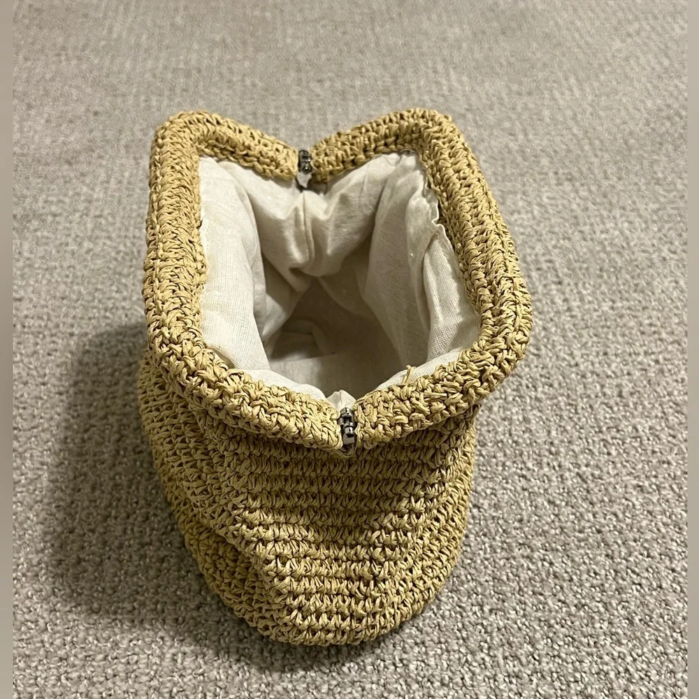 Raffia Clutch Bag, Boho Bag, Vintage Clutch Bag, Cloud Bag, Dumpling Clutch Bag - Picture 4 of 5